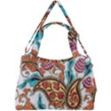 Flowers Pattern Texture White Background Paisley Double Compartment Shoulder Bag View2