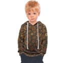 Brown And Green Floral Print Textile Ornament Pattern Texture Kids  Overhead Hoodie View1