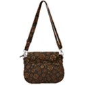 Brown And Green Floral Print Textile Ornament Pattern Texture Saddle Handbag View3