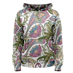 Flowers Pattern Texture White Background Design Floral Women s Pullover Hoodie