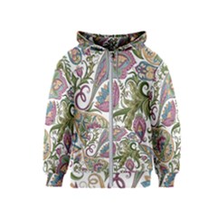 Flowers Pattern Texture White Background Design Floral Kids  Zipper Hoodie