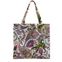 Flowers Pattern Texture White Background Design Floral Zipper Grocery Tote Bag View1