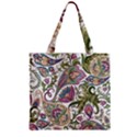 Flowers Pattern Texture White Background Design Floral Zipper Grocery Tote Bag View2