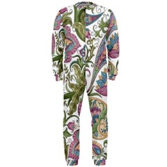 Flowers Pattern Texture White Background Design Floral Onepiece Jumpsuit (men)