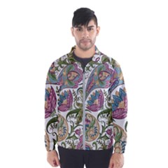 Flowers Pattern Texture White Background Design Floral Men s Windbreaker