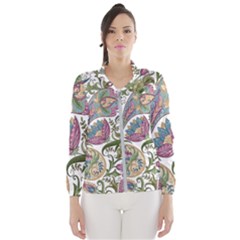 Flowers Pattern Texture White Background Design Floral Women s Windbreaker