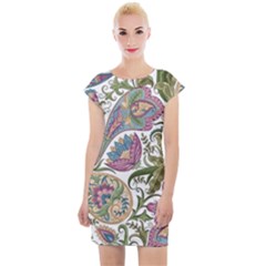 Flowers Pattern Texture White Background Design Floral Cap Sleeve Bodycon Dress by danenraven