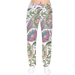 Flowers Pattern Texture White Background Design Floral Women Velvet Drawstring Pants