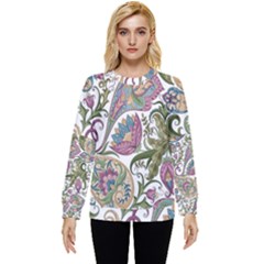 Flowers Pattern Texture White Background Design Floral Hidden Pocket Sweatshirt