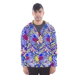 Blue Yellow Background Pattern Vector Texture Paisley Men s Hooded Windbreaker