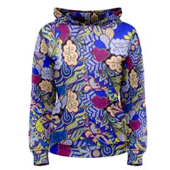 Blue Yellow Background Pattern Vector Texture Paisley Women s Pullover Hoodie