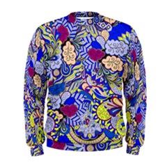 Blue Yellow Background Pattern Vector Texture Paisley Men s Sweatshirt