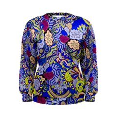 Blue Yellow Background Pattern Vector Texture Paisley Women s Sweatshirt