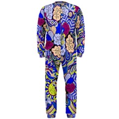 Blue Yellow Background Pattern Vector Texture Paisley Onepiece Jumpsuit (men)