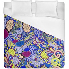 Blue Yellow Background Pattern Vector Texture Paisley Duvet Cover (king Size) by danenraven