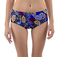 Blue Yellow Background Pattern Vector Texture Paisley Reversible Mid-waist Bikini Bottoms by danenraven