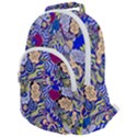 Blue Yellow Background Pattern Vector Texture Paisley Rounded Multi Pocket Backpack View1