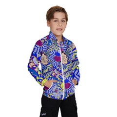 Blue Yellow Background Pattern Vector Texture Paisley Kids  Windbreaker