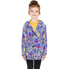 Blue Yellow Background Pattern Vector Texture Paisley Kids  Double Breasted Button Coat by danenraven