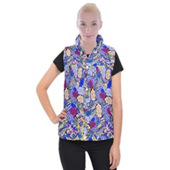 Blue Yellow Background Pattern Vector Texture Paisley Women s Button Up Vest