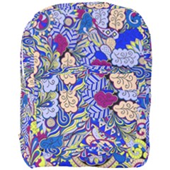 Blue Yellow Background Pattern Vector Texture Paisley Full Print Backpack by danenraven