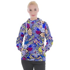 Blue Yellow Background Pattern Vector Texture Paisley Women s Hooded Pullover