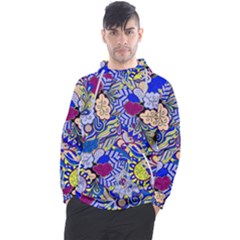 Blue Yellow Background Pattern Vector Texture Paisley Men s Pullover Hoodie