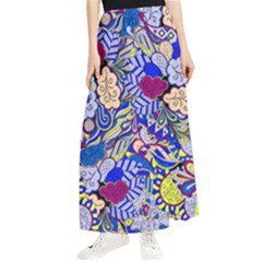 Blue Yellow Background Pattern Vector Texture Paisley Maxi Chiffon Skirt by danenraven