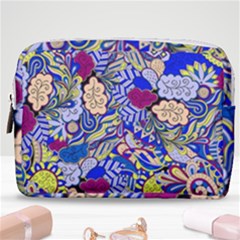 Blue Yellow Background Pattern Vector Texture Paisley Make Up Pouch (medium) by danenraven