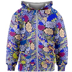 Blue Yellow Background Pattern Vector Texture Paisley Kids  Zipper Hoodie Without Drawstring