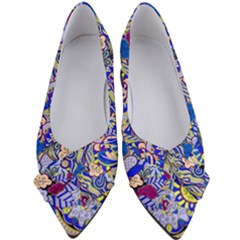 Blue Yellow Background Pattern Vector Texture Paisley Women s Bow Heels by danenraven