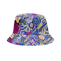 Blue Yellow Background Pattern Vector Texture Paisley Inside Out Bucket Hat by danenraven