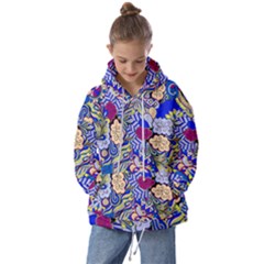 Blue Yellow Background Pattern Vector Texture Paisley Kids  Oversized Hoodie