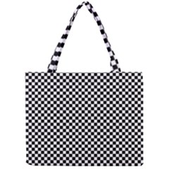 Black And White Checkerboard Background Board Checker Mini Tote Bag by Cowasu