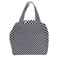 Black And White Checkerboard Background Board Checker Boxy Hand Bag by Cowasu