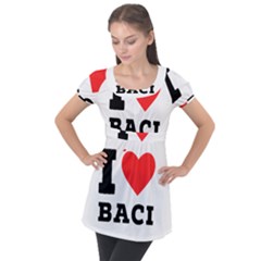 I Love Baci  Puff Sleeve Tunic Top by ilovewhateva