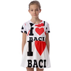 I Love Baci  Kids  Short Sleeve Pinafore Style Dress by ilovewhateva