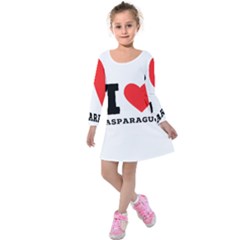 I Love Asparagus  Kids  Long Sleeve Velvet Dress by ilovewhateva