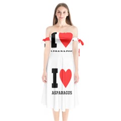 I Love Asparagus  Shoulder Tie Bardot Midi Dress by ilovewhateva