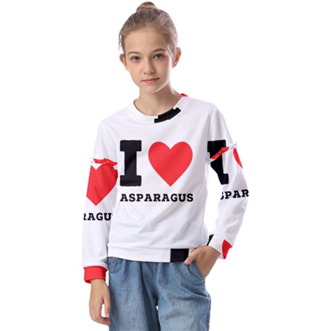 I Love Asparagus  Kids  Long Sleeve Tee With Frill  by ilovewhateva