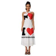 I Love Asparagus  Sleeveless Cross Front Cocktail Midi Chiffon Dress by ilovewhateva