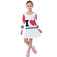 I Love Apricot  Kids  Long Sleeve Velvet Dress by ilovewhateva