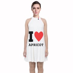 I Love Apricot  Velvet Halter Neckline Dress  by ilovewhateva