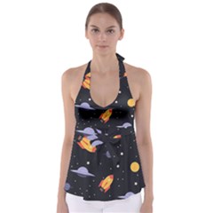 Cosmos Rockets Spaceships Ufos Babydoll Tankini Top by Cowasu