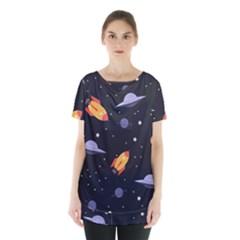 Cosmos Rockets Spaceships Ufos Skirt Hem Sports Top by Cowasu