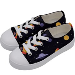 Cosmos Rockets Spaceships Ufos Kids  Low Top Canvas Sneakers by Cowasu