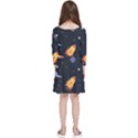 Cosmos Rockets Spaceships Ufos Kids  Quarter Sleeve Skater Dress View2