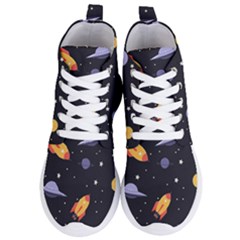 Cosmos Rockets Spaceships Ufos Women s Lightweight High Top Sneakers