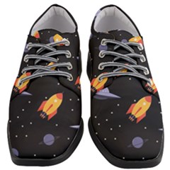 Cosmos Rockets Spaceships Ufos Women Heeled Oxford Shoes by Cowasu