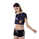 Cosmos Rockets Spaceships Ufos Tie Back Short Sleeve Crop Tee View2